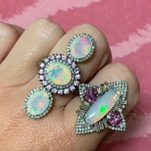 Opal, Pink Sapphire & Diamond Ring